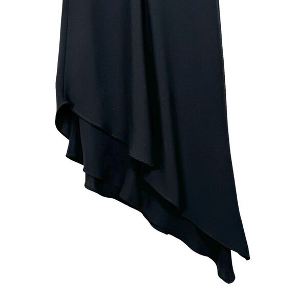 Vintage 90s Y2K Cowl Neck Dress Sz 6 Black Asymmetrical Hem Witchy Fairy Goth - Picture 6 of 11